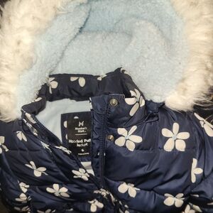 Floral Navy Hooded Puffer Jacket for Kids